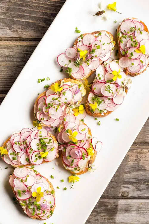 Radish Toasts with Chive Butter